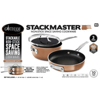 Gotham Steel Stackmaster Aluminum Fry Pan Set Copper