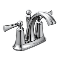 Chrome two-handle high arc bathroom faucet