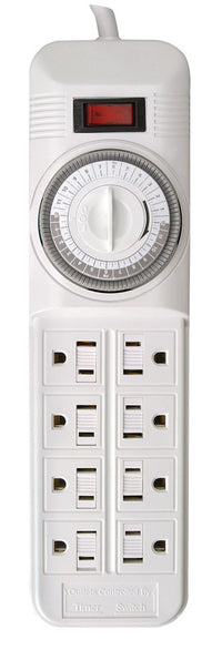 Woods Indoor 8 Outlet Timer Power Strip 125 V White