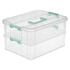 Sterilite 14228604 14-3/8 X 10-3/4 X 7-5/8 Clear Stack & Carry 2 Layer Box (Pack of 4)