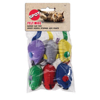 Spot Felt Assorted Fabric Felt Mice Catnip Toy 6 pk