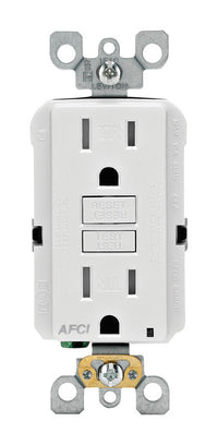 Leviton SmartlockPro 15 amps 125 V Duplex White AFCI Outlet 5-15R 1 pk