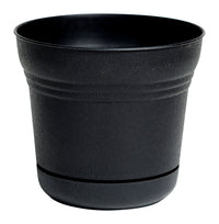 Bloem 12.75 in. H Plastic Saturn Flower Pot Black