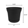 Bloem 10.75 in. H Plastic Saturn Flower Pot Black