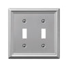 Amerelle Chelsea Brushed Nickel 2 gang Stamped Steel Toggle Wall Plate 1 pk