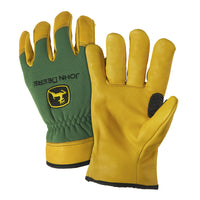 West Chester John Deere Unisex Deerskin Leather Work Gloves Green/Yellow L 1 pair