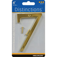 Hillman Distinctions 4 in. Gold Brass Screw-On Number 7 1 pc (Pack of 3)