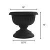 Bloem 14.8 in. H x 17.8 in. Dia. Black Plastic Grecian Urn Flower Pot (Pack of 6)