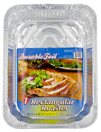 Durable Foil D41110 17" Aluminum Rectangular Roaster With Rack (Pack of 12)