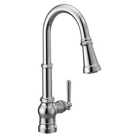 Chrome one-handle high arc pulldown kitchen faucet