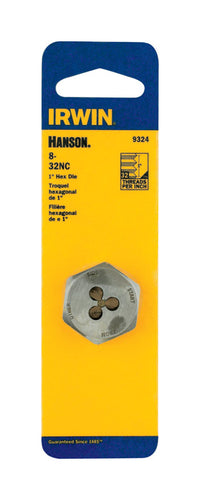 Irwin Hanson High Carbon Steel SAE Hexagon Die 8-32 1 pc