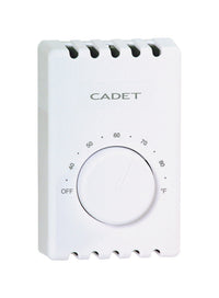 Cadet White 120V Rectangle 2-Pole Line Voltage Thermostat for Electric Baseboard & Fan-Forced Heater