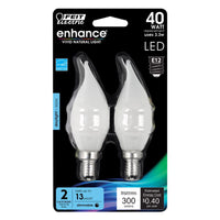 Feit Enhance Flame Tip E12 (Candelabra) Filament LED Bulb Daylight 40 Watt Equivalence 2 pk