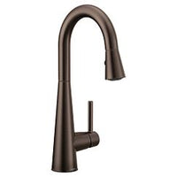 Oil rubbed bronze one-handle high arc pulldown bar faucet