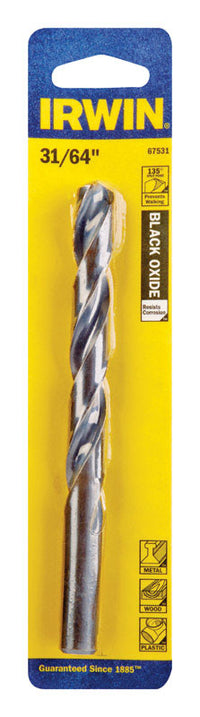 Irwin 31/64 in. X 5-7/8 in. L High Speed Steel Drill Bit 1 pc