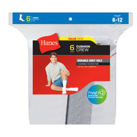 Hanes  Fresh IQ  Men's  Shoe Size 6-12  Cushion Crew Socks  White