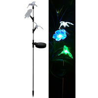 Alpine Solaris White Plastic 30 in. H Hummingbirds and Flower Outdoor Garden Stake