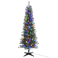 Celebrations 1-2 Tree 7 ft. Pencil LED 250 ct Vintage 1-2 Tree Color Changing Christmas Tree