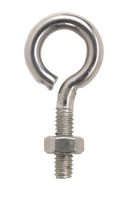 Hampton 1/4 in. x 2 in. L Stainless Steel Eyebolt Nut Included (Pack of 10)