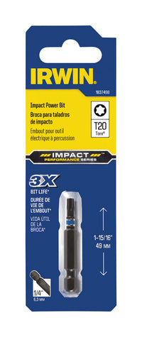 Irwin Impact Performance Series Torx T20 X 1-15/16 in. L Power Bit S2 Tool Steel 1 pk