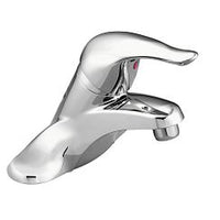 Chrome one-handle low arc bathroom faucet