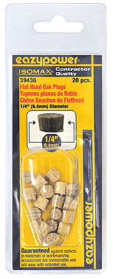 Dowel Plug, Flat Head, Oak, 1/4-In., 20-Pk.