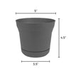 Bloem Saturn 4.5 in. H X 5 in. D Plastic Planter Charcoal