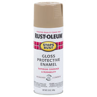 Rust-Oleum Stops Rust Gloss Khaki Protective Enamel Spray Paint 12 oz. (Pack of 6)