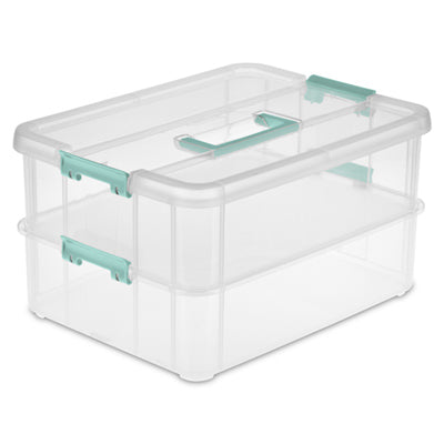 Sterilite 17551706 32 Quart/30 Liter Clearview Latch Box, Clear with Sweet  Plum