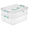 Sterilite 14228604 14-3/8 X 10-3/4 X 7-5/8 Clear Stack & Carry 2 Layer Box (Pack of 4)