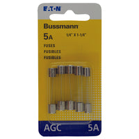 Bussmann 5 amps AGC Glass Tube Fuse 5 pk