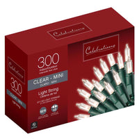 Celebrations Mini Incandescent Light Set Clear 62 ft. 300 lights Green