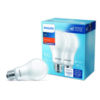 Philips A19 E26 (Medium) LED Bulb Soft White 100 Watt Equivalence 2 pk