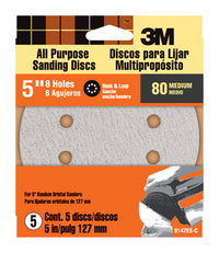 3M 5 in. Aluminum Oxide Hook and Loop Sanding Disc 80 Grit Medium 5 pk (Pack of 5)