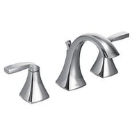 Chrome two-handle high arc bathroom faucet