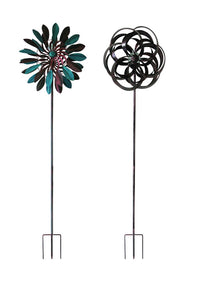 Infinity Assorted Iron 72 in. H Kinetic Garden Spinner with Solar Light (Pack of 6)