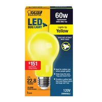 Feit LED Specialty A19 E26 (Medium) LED Bug Light Yellow 60 Watt Equivalence 1 pk