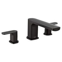 Matte black two-handle low arc roman tub faucet