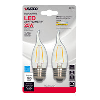 Satco CA10 E26 (Medium) LED Bulb Warm White 25 Watt Equivalence 2 pk