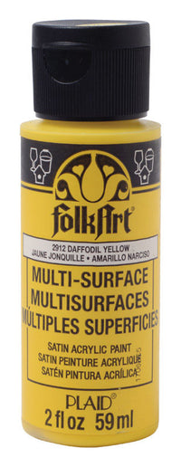 Plaid FolkArt Satin Daffodil Yellow Hobby Paint 2 oz. (Pack of 3)