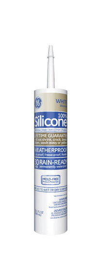 GE Silicone 2 White Silicone 2 Window and Door Silicone 10.1 oz. (Pack of 12)