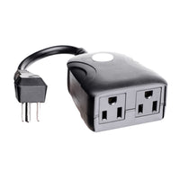 Globe Black 15A 125V 1875W Grounded 2-Outlets Wi-Fi Smart Power Plug/Adapter for Outdoor