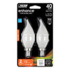 Feit CA10 (Flame Tip) E12 (Candelabra) LED Bulb Soft White 40 Watt Equivalence 2 pk - Deal of The Week