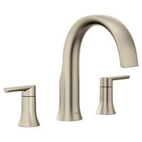 Brushed nickel two-handle high arc roman tub faucet