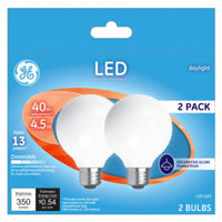 GE G25 E26 (Medium) LED Light Bulb Daylight 40 Watt Equivalence 2 pk