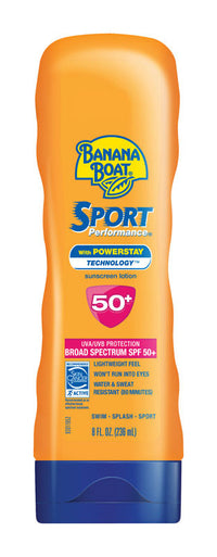 Banana Boat Sport Performance No Added Fragrance 50 SPF UVB Protection Shielding Lotion 8 oz.