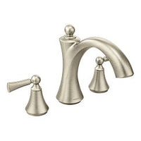 Brushed nickel two-handle non diverter roman tub faucet