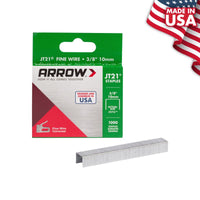 Arrow JT21 7/16 in. W X 3/8 in. L 23 Ga. Wide Crown Light Duty Staples 1000 pk