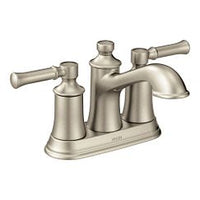 Brushed nickel two-handle high arc bathroom faucet