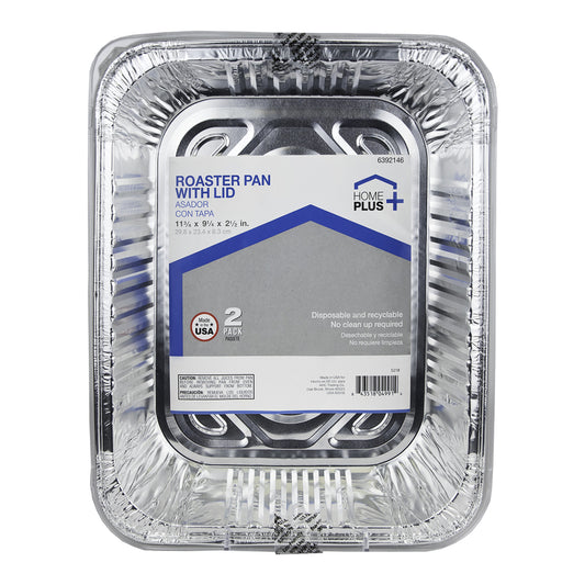 Home Plus Durable Foil 9-1/4 in. W x 11-3/4 in. L Roaster Pan Silver 2 pk (Pack of 12)